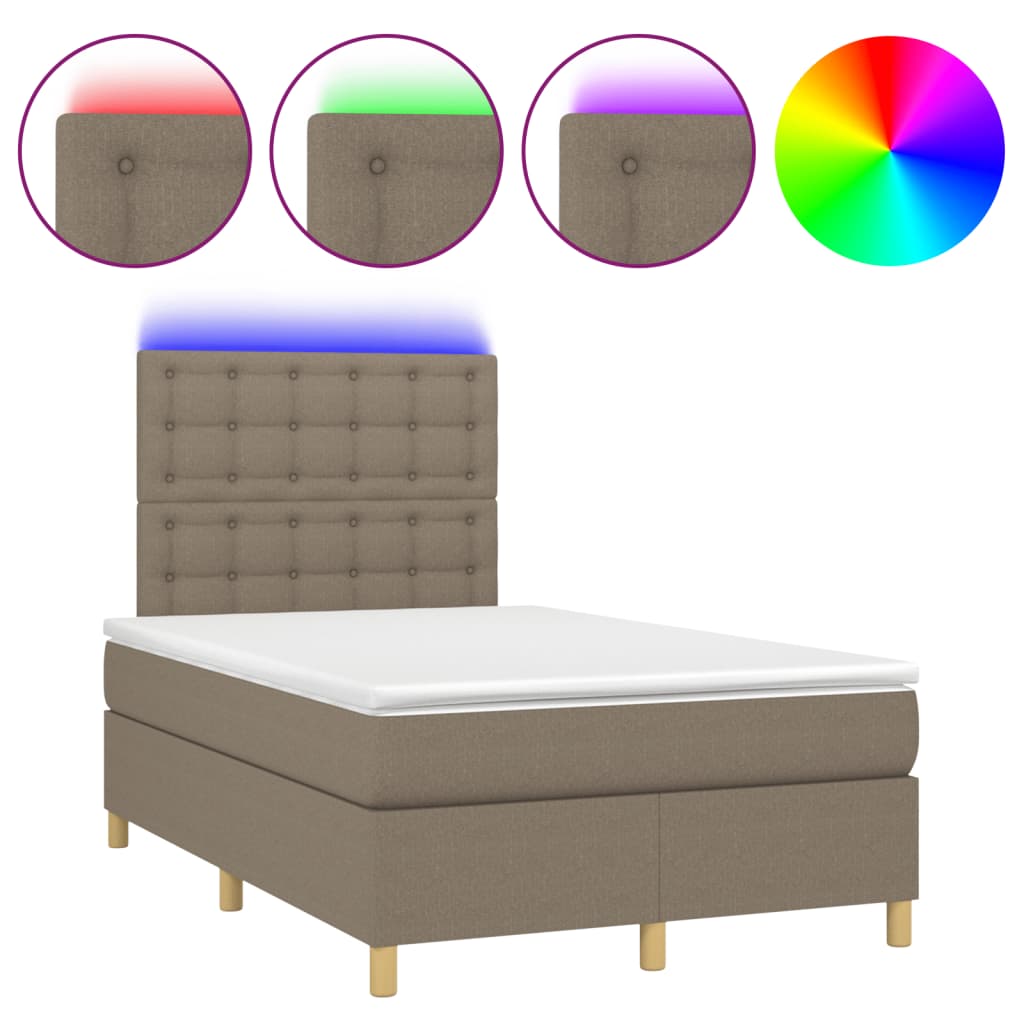 Boxspring met matras en LED stof taupe 120x190 cm Bedden & bedframes | Creëer jouw Trendy Thuis | Gratis bezorgd & Retour | Trendy.nl