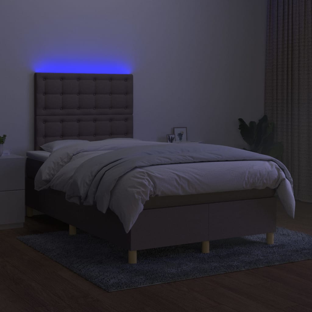 Boxspring met matras en LED stof taupe 120x190 cm Bedden & bedframes | Creëer jouw Trendy Thuis | Gratis bezorgd & Retour | Trendy.nl