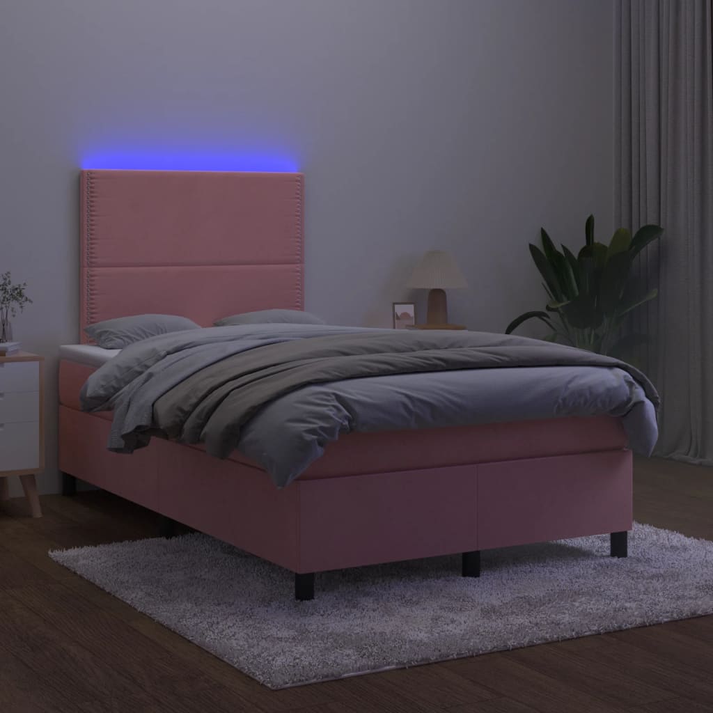 Boxspring met matras en LED fluweel roze 120x190 cm Bedden & bedframes | Creëer jouw Trendy Thuis | Gratis bezorgd & Retour | Trendy.nl