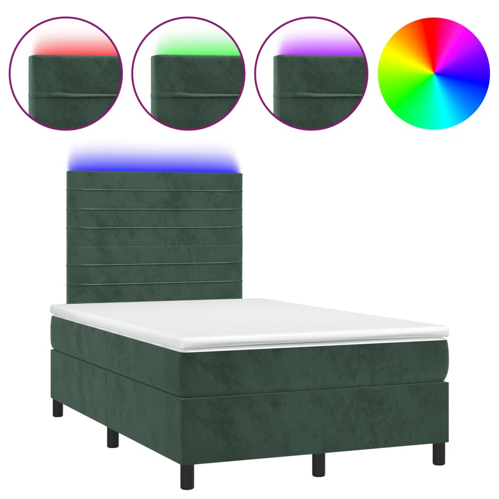 Boxspring met matras en LED fluweel donkergroen 120x190 cm Bedden & bedframes | Creëer jouw Trendy Thuis | Gratis bezorgd & Retour | Trendy.nl