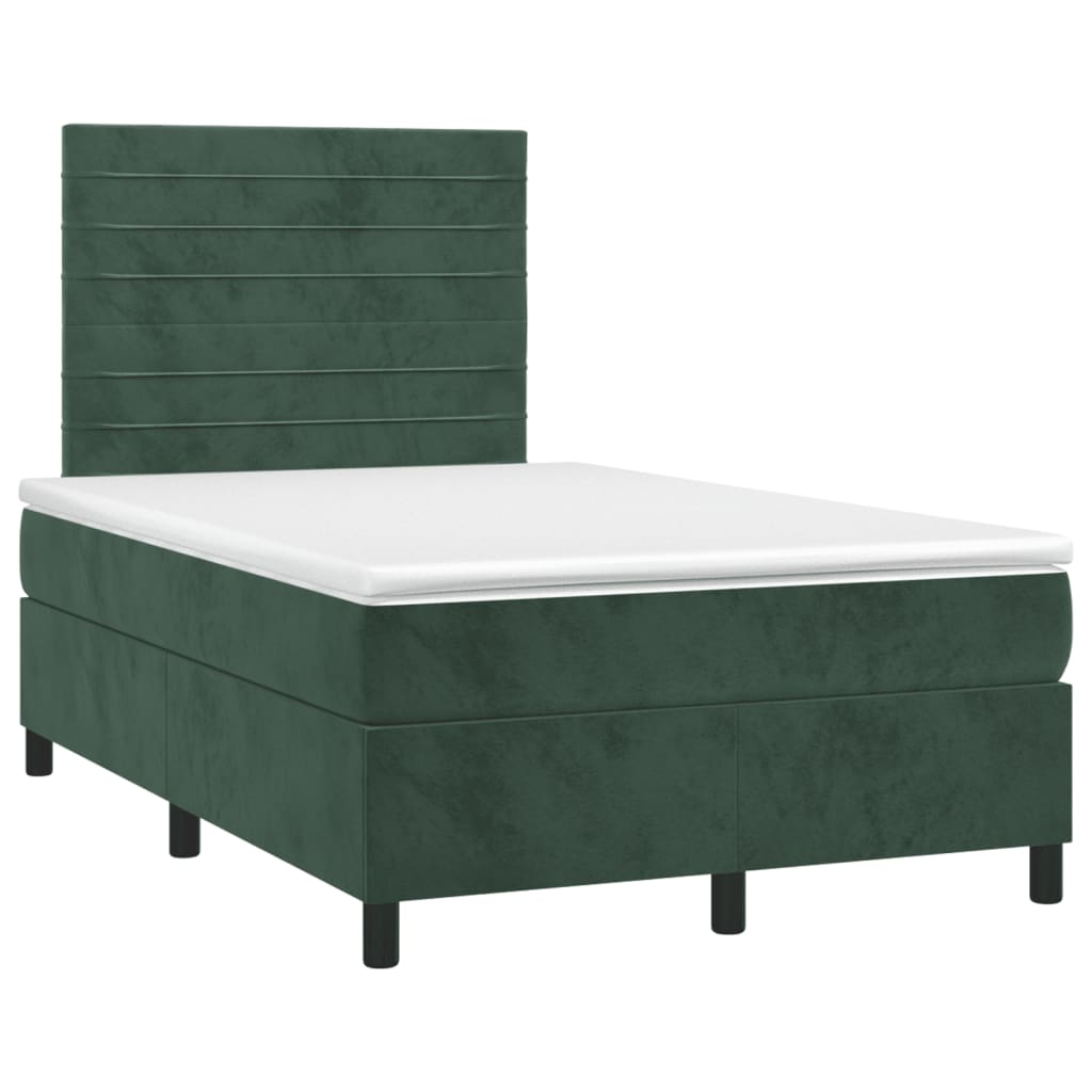 Boxspring met matras en LED fluweel donkergroen 120x190 cm Bedden & bedframes | Creëer jouw Trendy Thuis | Gratis bezorgd & Retour | Trendy.nl