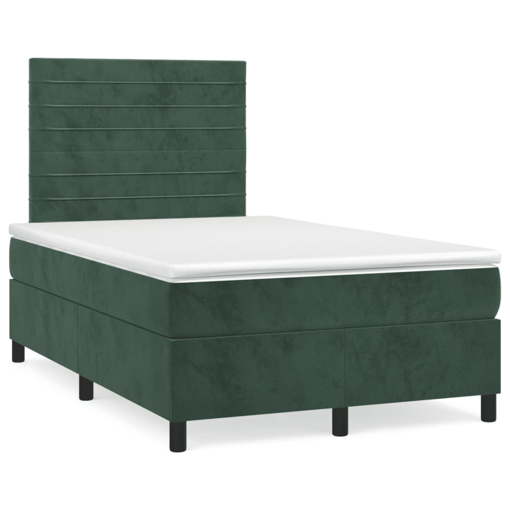 Boxspring met matras en LED fluweel donkergroen 120x190 cm Bedden & bedframes | Creëer jouw Trendy Thuis | Gratis bezorgd & Retour | Trendy.nl