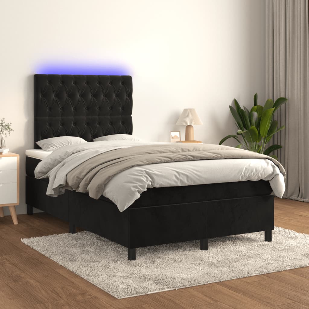 Boxspring met matras en LED fluweel zwart 120x190 cm Bedden & bedframes | Creëer jouw Trendy Thuis | Gratis bezorgd & Retour | Trendy.nl