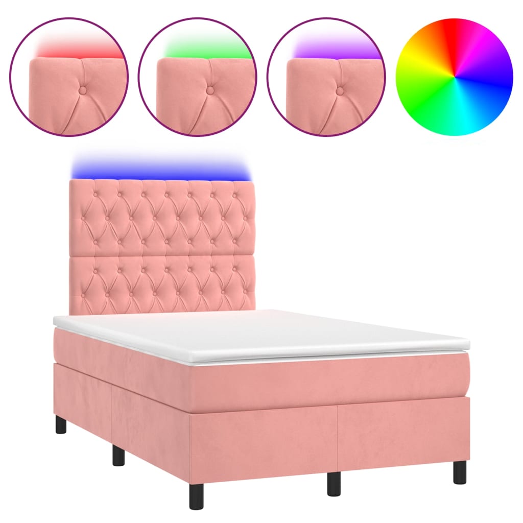 Boxspring met matras en LED fluweel roze 120x190 cm Bedden & bedframes | Creëer jouw Trendy Thuis | Gratis bezorgd & Retour | Trendy.nl