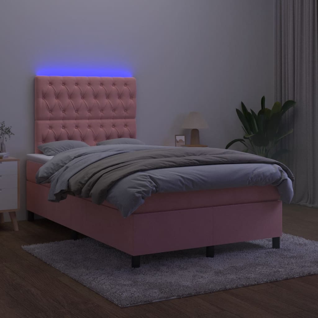 Boxspring met matras en LED fluweel roze 120x190 cm Bedden & bedframes | Creëer jouw Trendy Thuis | Gratis bezorgd & Retour | Trendy.nl