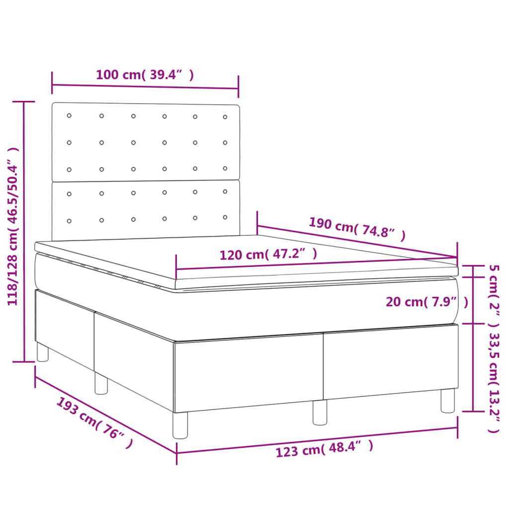 Boxspring met matras en LED fluweel zwart 120x190 cm Bedden & bedframes | Creëer jouw Trendy Thuis | Gratis bezorgd & Retour | Trendy.nl