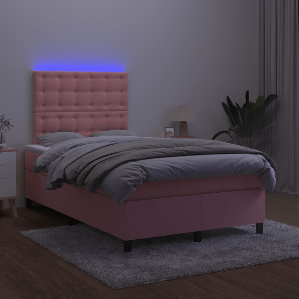 Boxspring met matras en LED fluweel roze 120x190 cm Bedden & bedframes | Creëer jouw Trendy Thuis | Gratis bezorgd & Retour | Trendy.nl