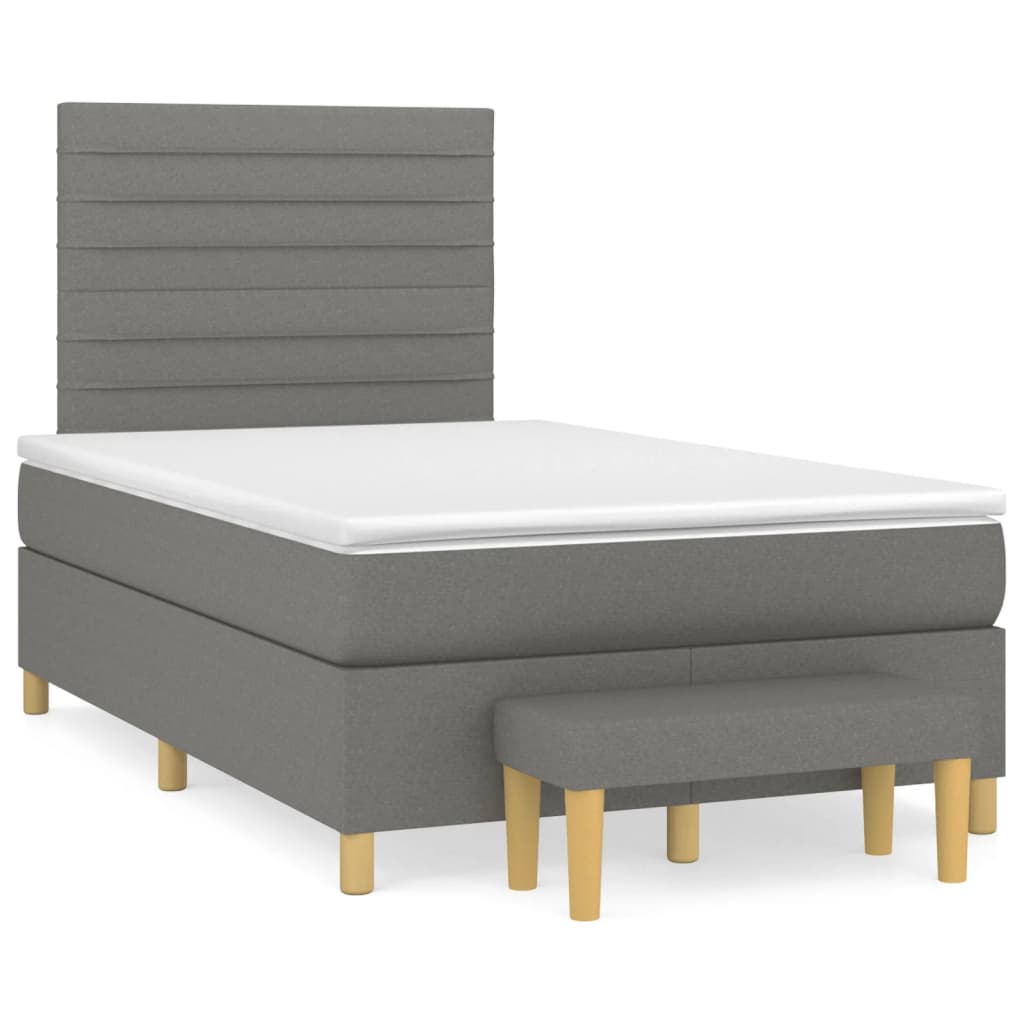 Boxspring met matras stof donkergrijs 120x190 cm Bedden & bedframes | Creëer jouw Trendy Thuis | Gratis bezorgd & Retour | Trendy.nl