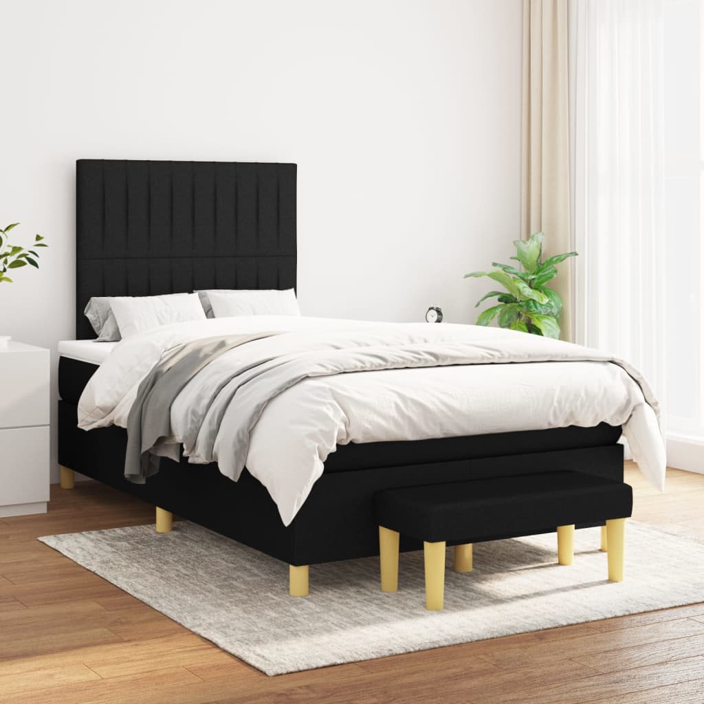 Boxspring met matras stof zwart 120x190 cm Bedden & bedframes | Creëer jouw Trendy Thuis | Gratis bezorgd & Retour | Trendy.nl