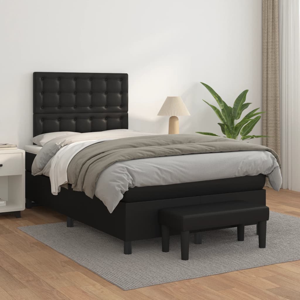 Boxspring met matras kunstleer zwart 120x190 cm Bedden & bedframes | Creëer jouw Trendy Thuis | Gratis bezorgd & Retour | Trendy.nl