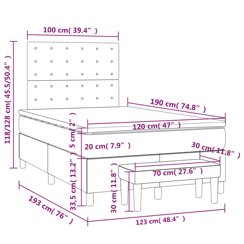 Boxspring met matras kunstleer zwart 120x190 cm Bedden & bedframes | Creëer jouw Trendy Thuis | Gratis bezorgd & Retour | Trendy.nl