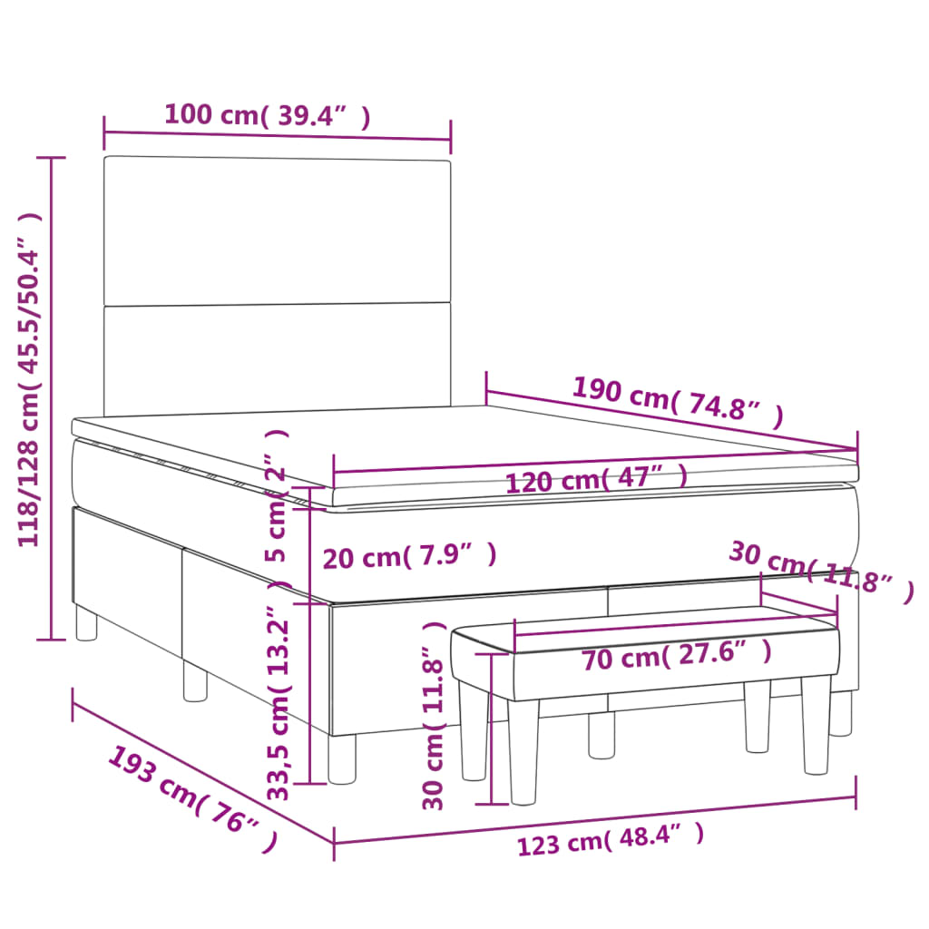 Boxspring met matras fluweel zwart 120x190 cm Bedden & bedframes | Creëer jouw Trendy Thuis | Gratis bezorgd & Retour | Trendy.nl