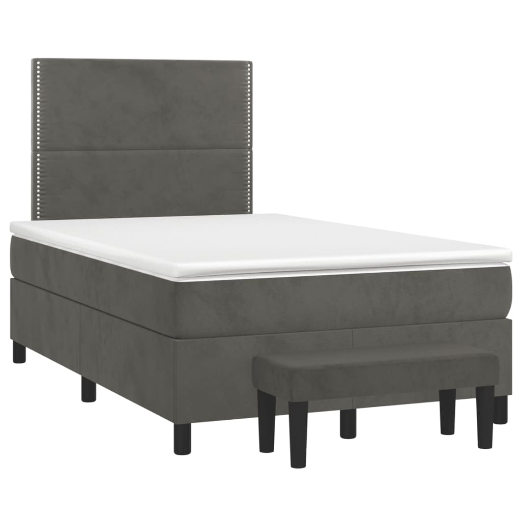 Boxspring met matras fluweel donkergrijs 120x190 cm Bedden & bedframes | Creëer jouw Trendy Thuis | Gratis bezorgd & Retour | Trendy.nl