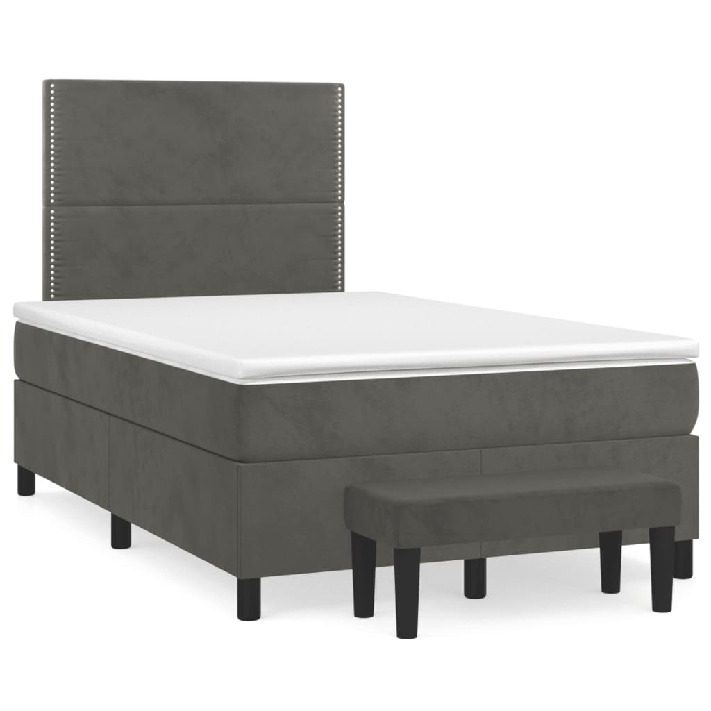 Boxspring met matras fluweel donkergrijs 120x190 cm Bedden & bedframes | Creëer jouw Trendy Thuis | Gratis bezorgd & Retour | Trendy.nl