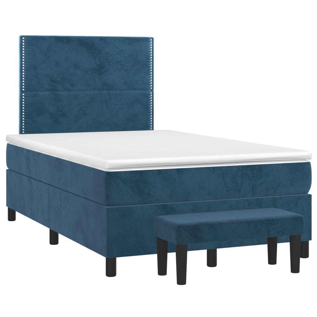 Boxspring met matras fluweel donkerblauw 120x190 cm