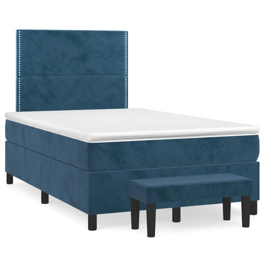 Boxspring met matras fluweel donkerblauw 120x190 cm