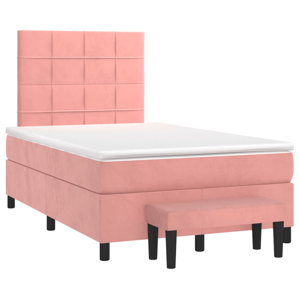 Boxspring met matras fluweel roze 120x190 cm