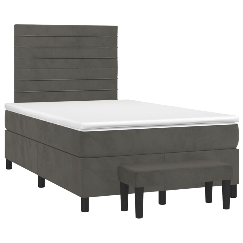 Boxspring met matras fluweel donkergrijs 120x190 cm Bedden & bedframes | Creëer jouw Trendy Thuis | Gratis bezorgd & Retour | Trendy.nl