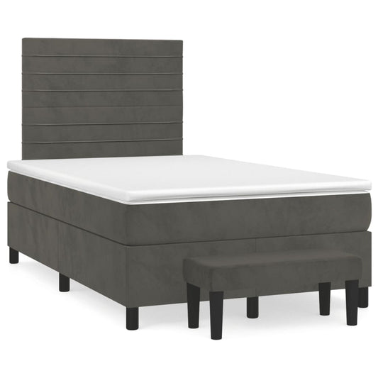 Boxspring met matras fluweel donkergrijs 120x190 cm Bedden & bedframes | Creëer jouw Trendy Thuis | Gratis bezorgd & Retour | Trendy.nl