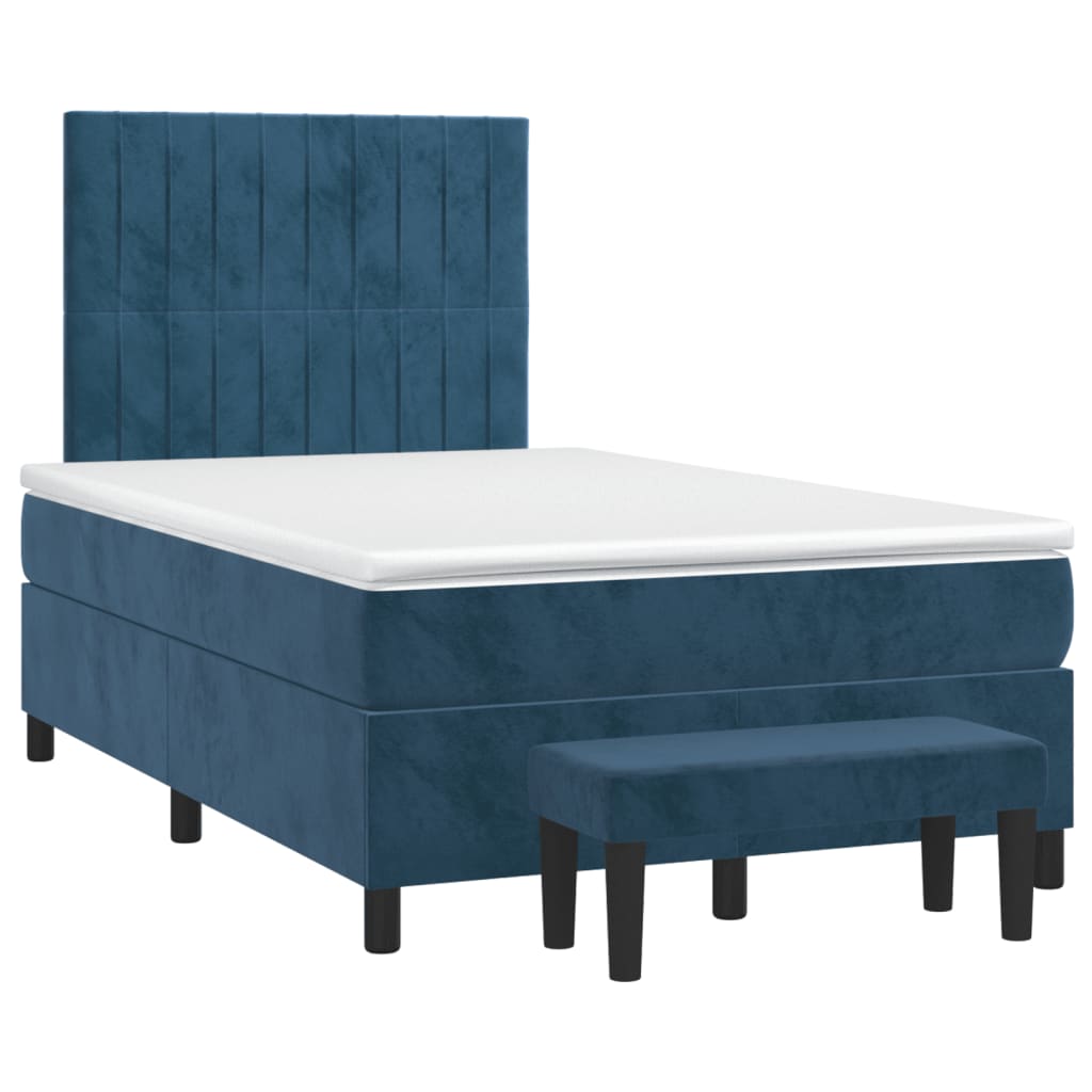 Boxspring met matras fluweel donkerblauw 120x190 cm