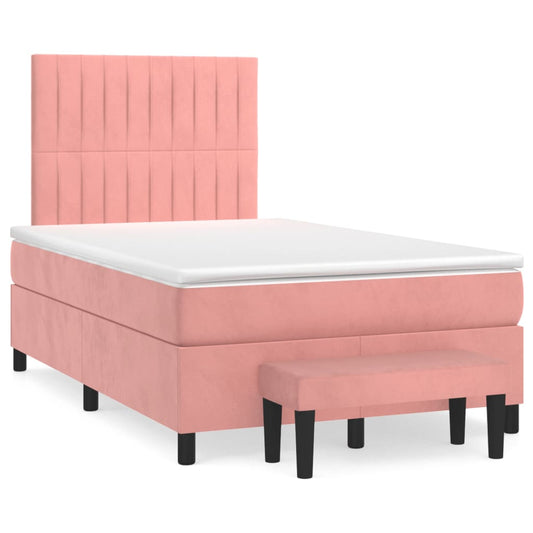 Boxspring met matras fluweel roze 120x190 cm Bedden & bedframes | Creëer jouw Trendy Thuis | Gratis bezorgd & Retour | Trendy.nl