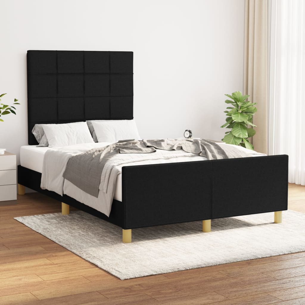 Bedframe met hoofdbord stof zwart 120x190 cm Bedden & bedframes | Creëer jouw Trendy Thuis | Gratis bezorgd & Retour | Trendy.nl