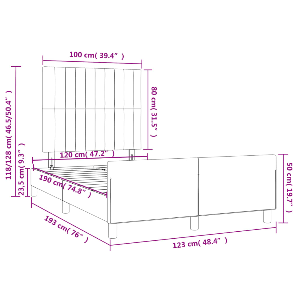 Bedframe zonder matras 120x190 cm stof crèmekleurig