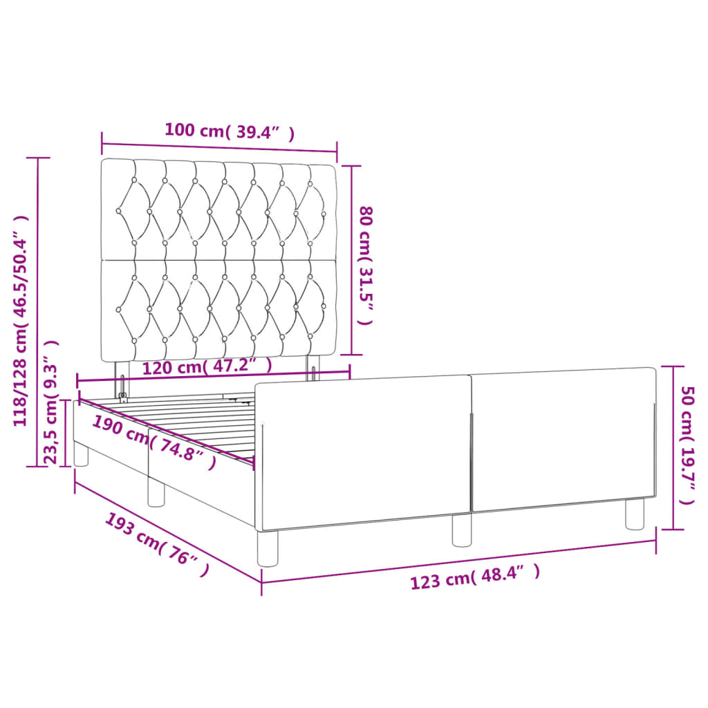 Bedframe met hoofdbord stof zwart 120x190 cm Bedden & bedframes | Creëer jouw Trendy Thuis | Gratis bezorgd & Retour | Trendy.nl