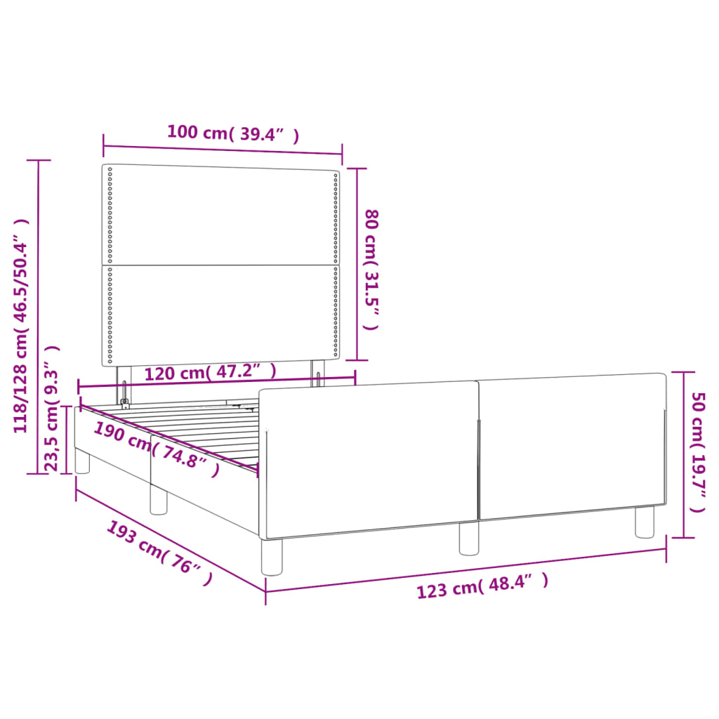 Bedframe met hoofdbord kunstleer zwart 120x190 cm Bedden & bedframes | Creëer jouw Trendy Thuis | Gratis bezorgd & Retour | Trendy.nl