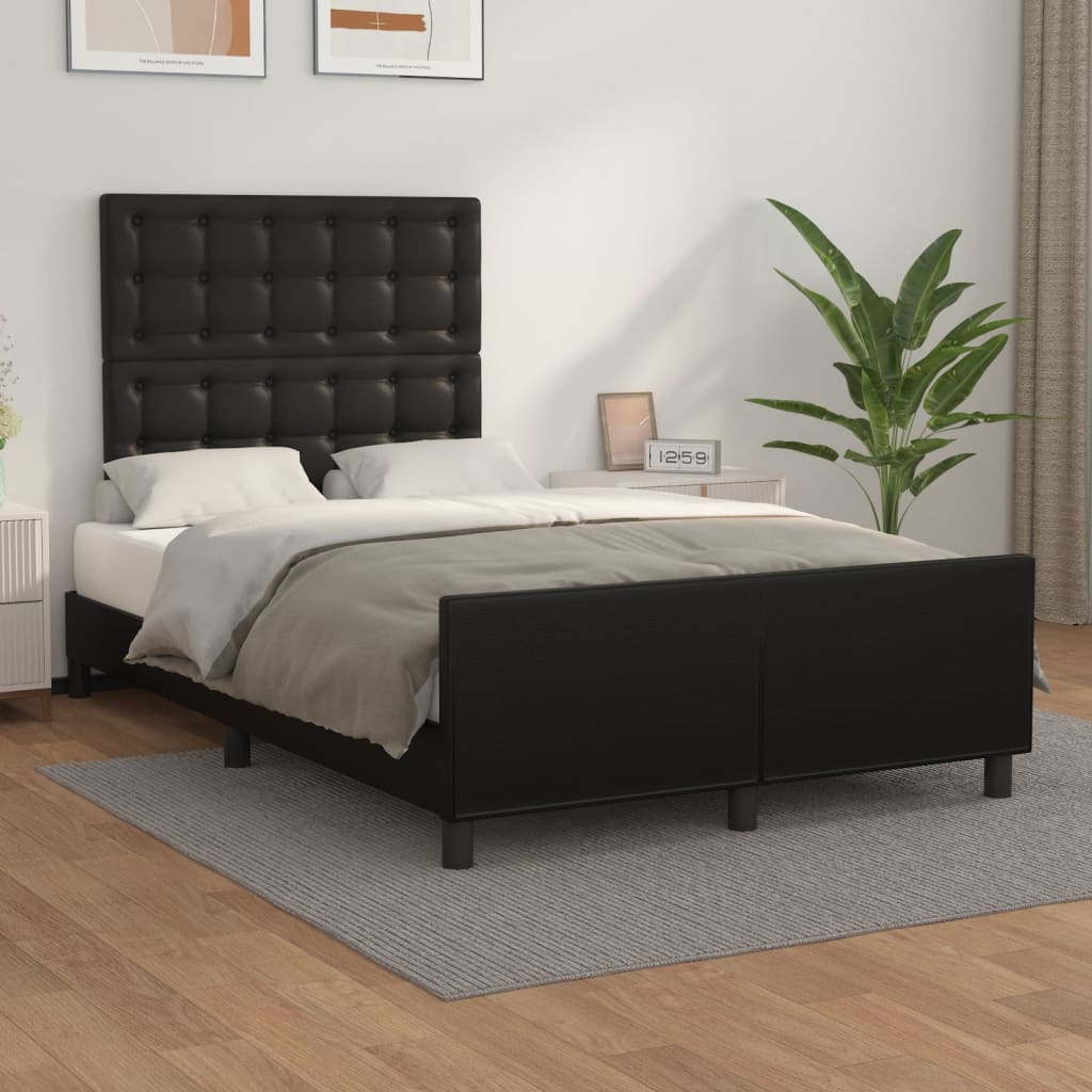 Bedframe met hoofdbord kunstleer zwart 120x190 cm Bedden & bedframes | Creëer jouw Trendy Thuis | Gratis bezorgd & Retour | Trendy.nl