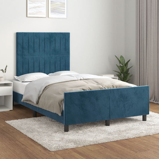 Bedframe zonder matras 120x190 cm fluweel donkerblauw