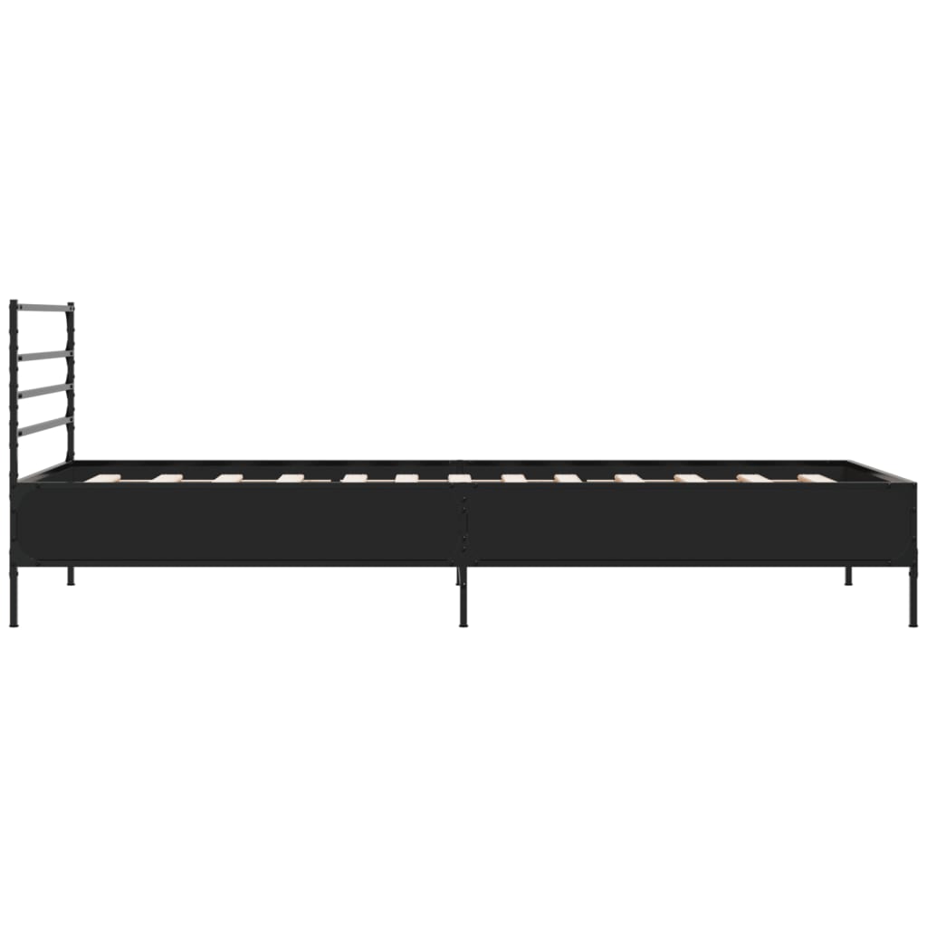 Bedframe bewerkt hout en metaal zwart 100x200 cm Bedden & bedframes | Creëer jouw Trendy Thuis | Gratis bezorgd & Retour | Trendy.nl