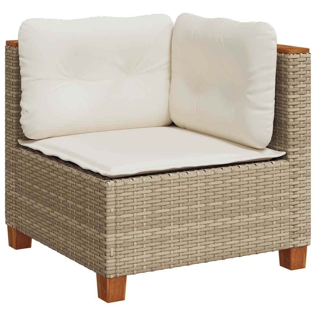 7-delige Loungeset met kussens poly rattan beige