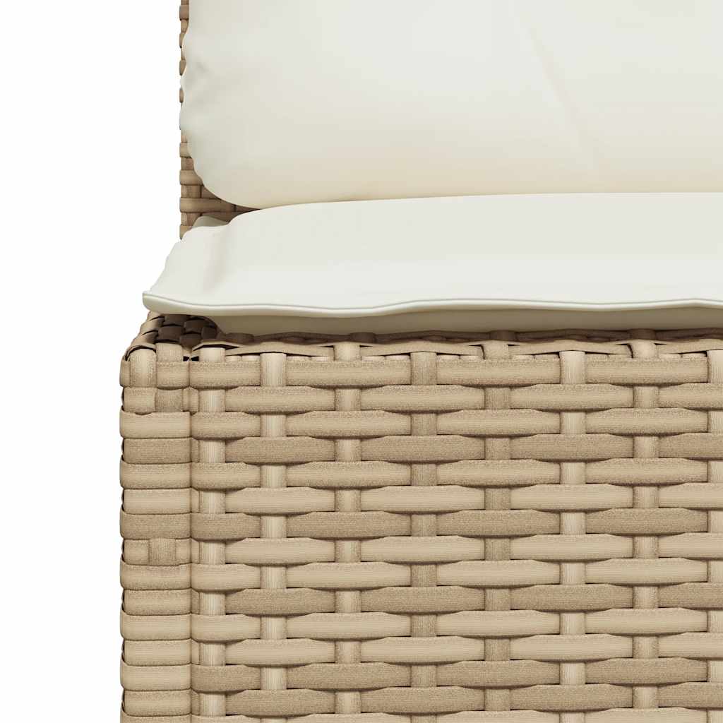 7-delige Loungeset met kussens poly rattan beige