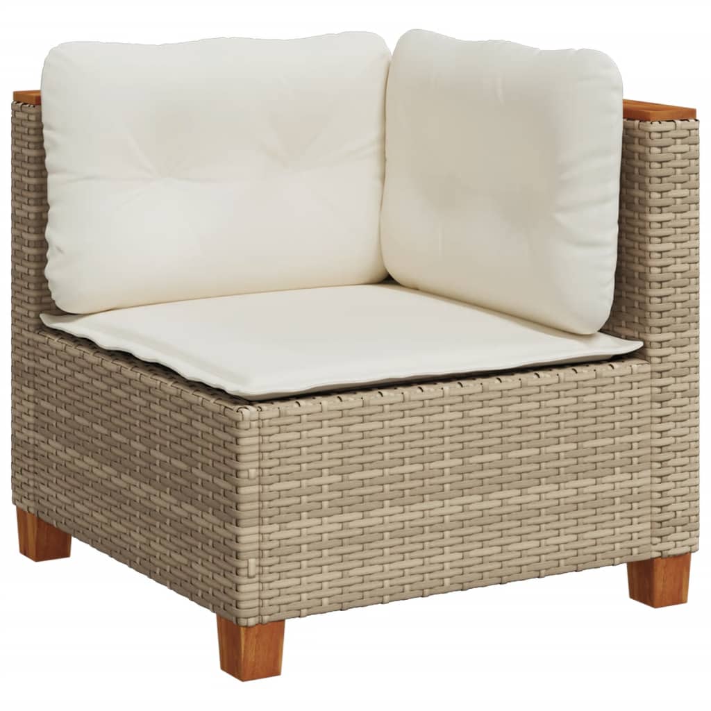 5-delige Loungeset met kussens poly rattan beige