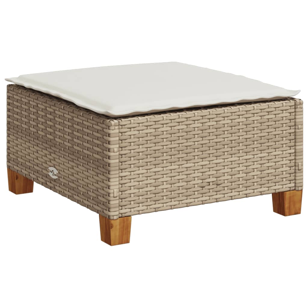 5-delige Loungeset met kussens poly rattan beige