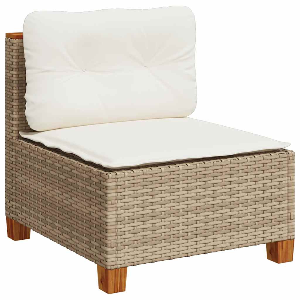 6-delige Loungeset met kussens poly rattan beige