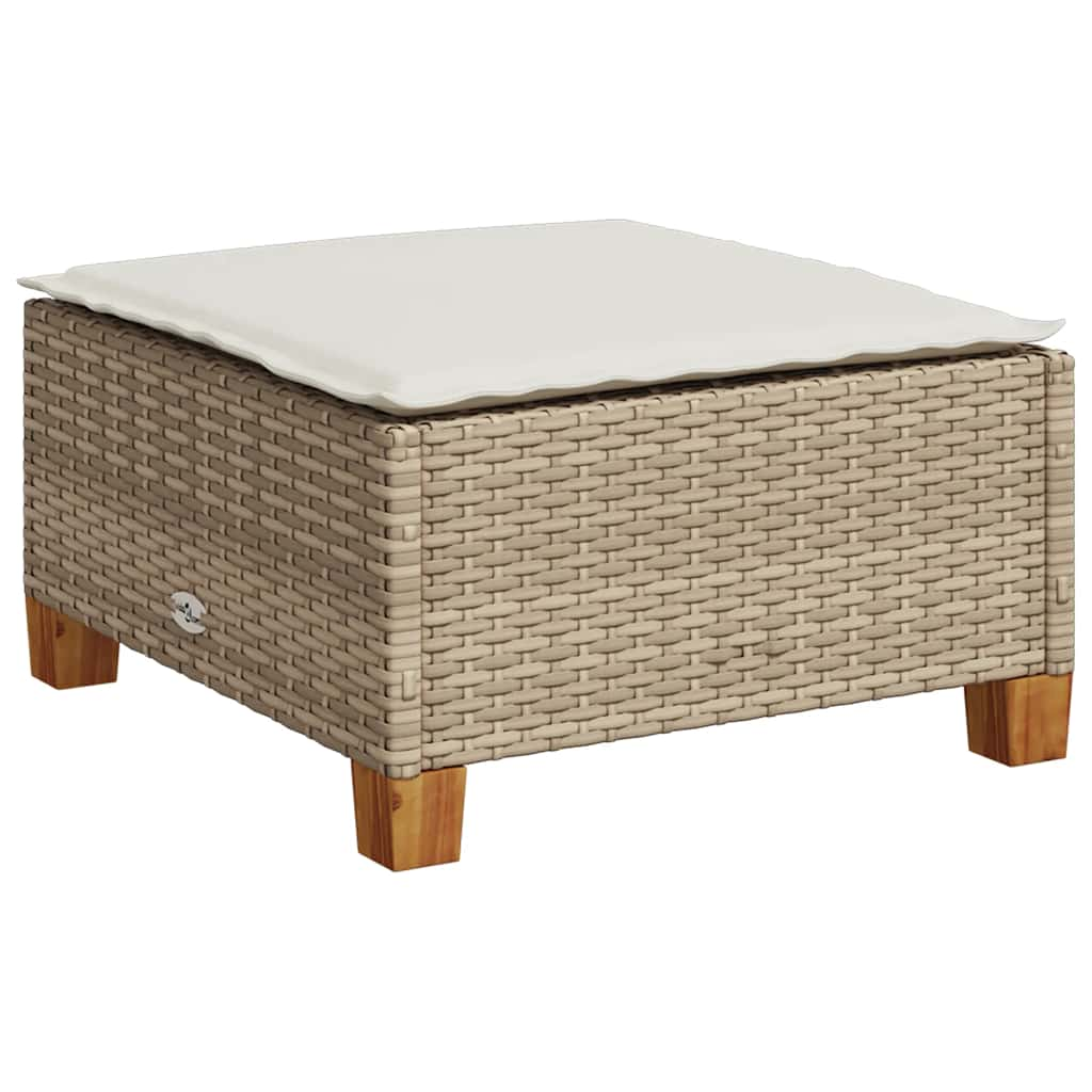 6-delige Loungeset met kussens poly rattan beige