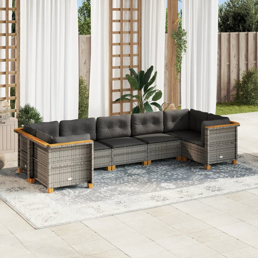 7-delige Loungeset met kussens poly rattan grijs Tuinsets | Creëer jouw Trendy Thuis | Gratis bezorgd & Retour | Trendy.nl