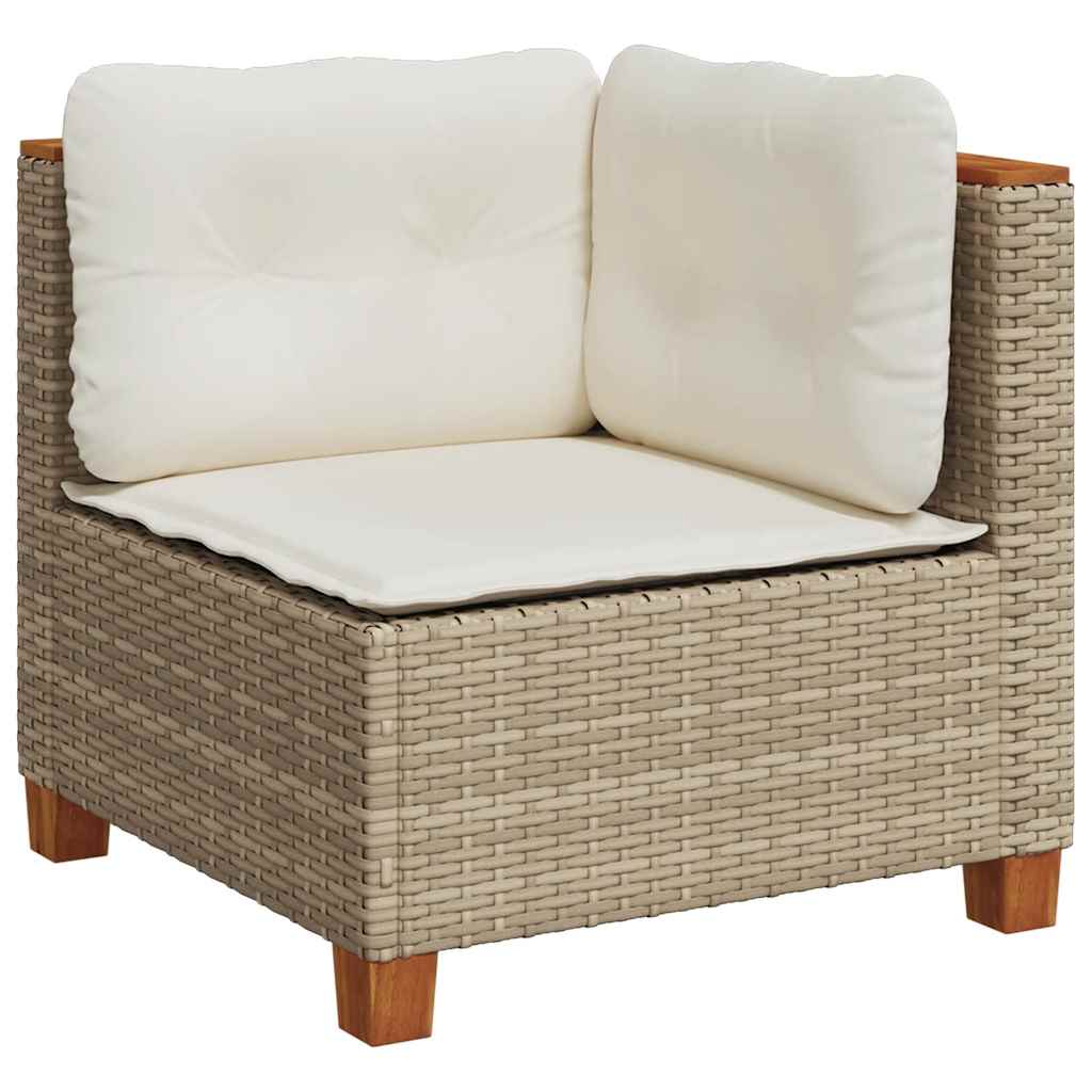 11-delige Tuinset met kussens poly rattan beige