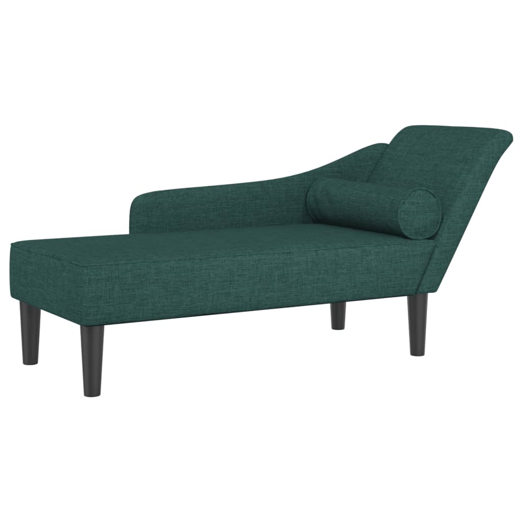 Chaise longue met kussens stof donkergroen