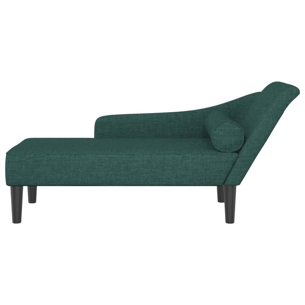 Chaise longue met kussens stof donkergroen