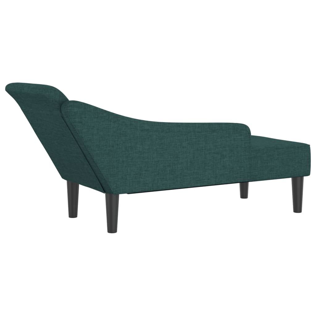 Chaise longue met kussens stof donkergroen