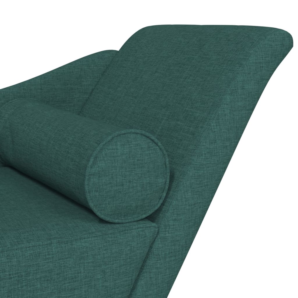 Chaise longue met kussens stof donkergroen