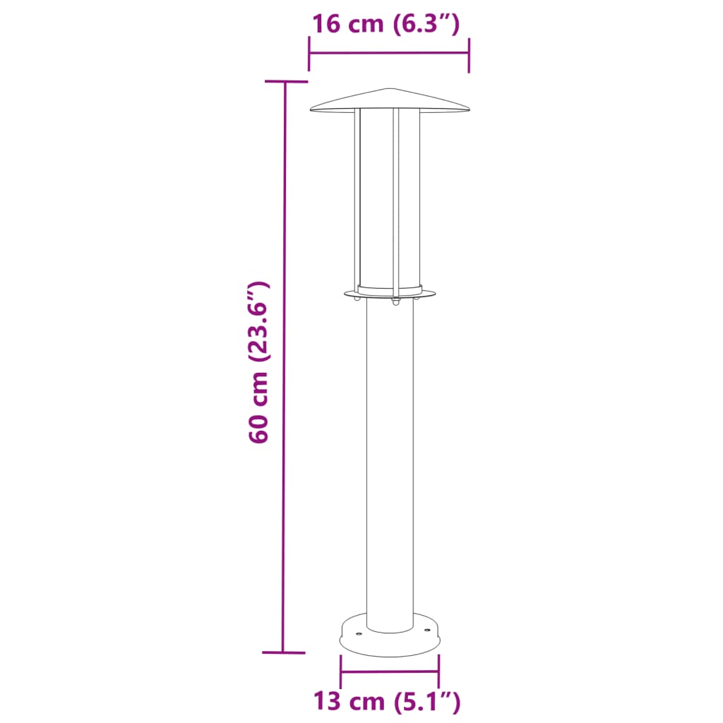 Vloerlamp voor buiten 3 st 60 cm roestvrij staal zwart Buitenverlichting | Creëer jouw Trendy Thuis | Gratis bezorgd & Retour | Trendy.nl