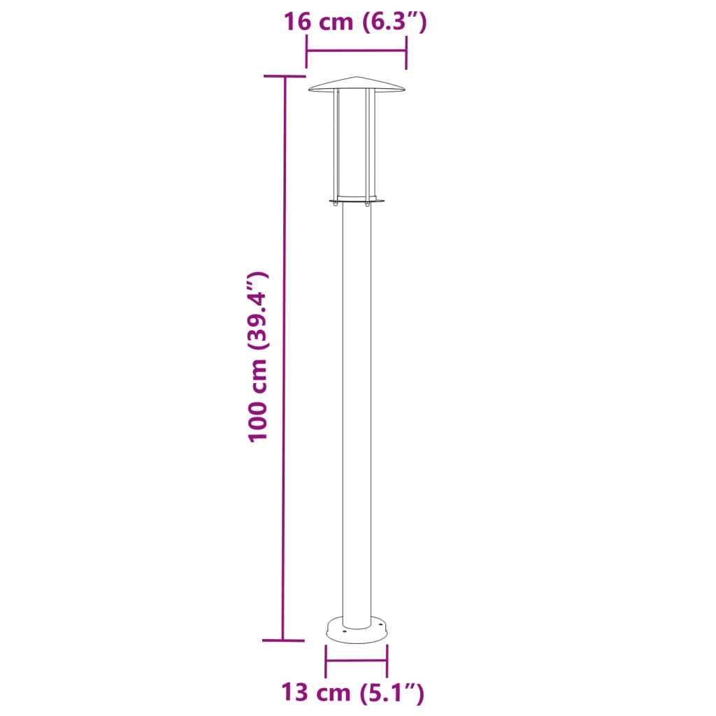 Vloerlamp voor buiten 3 st 100 cm roestvrij staal zwart Buitenverlichting | Creëer jouw Trendy Thuis | Gratis bezorgd & Retour | Trendy.nl