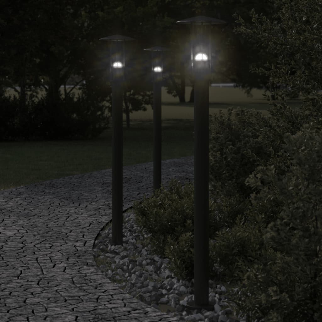 Vloerlamp voor buiten 3 st 100 cm roestvrij staal zwart Buitenverlichting | Creëer jouw Trendy Thuis | Gratis bezorgd & Retour | Trendy.nl