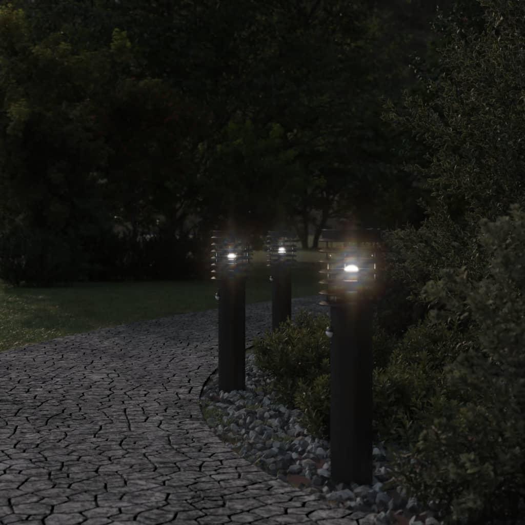 Buitenvloerlampen 3 st met sensors roestvrijstaal zwart Buitenverlichting | Creëer jouw Trendy Thuis | Gratis bezorgd & Retour | Trendy.nl