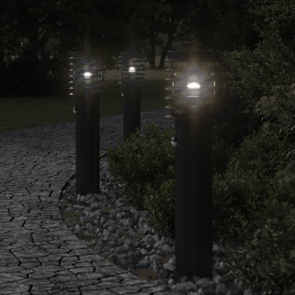 Buitenvloerlampen 3 st met sensors roestvrijstaal zwart Buitenverlichting | Creëer jouw Trendy Thuis | Gratis bezorgd & Retour | Trendy.nl