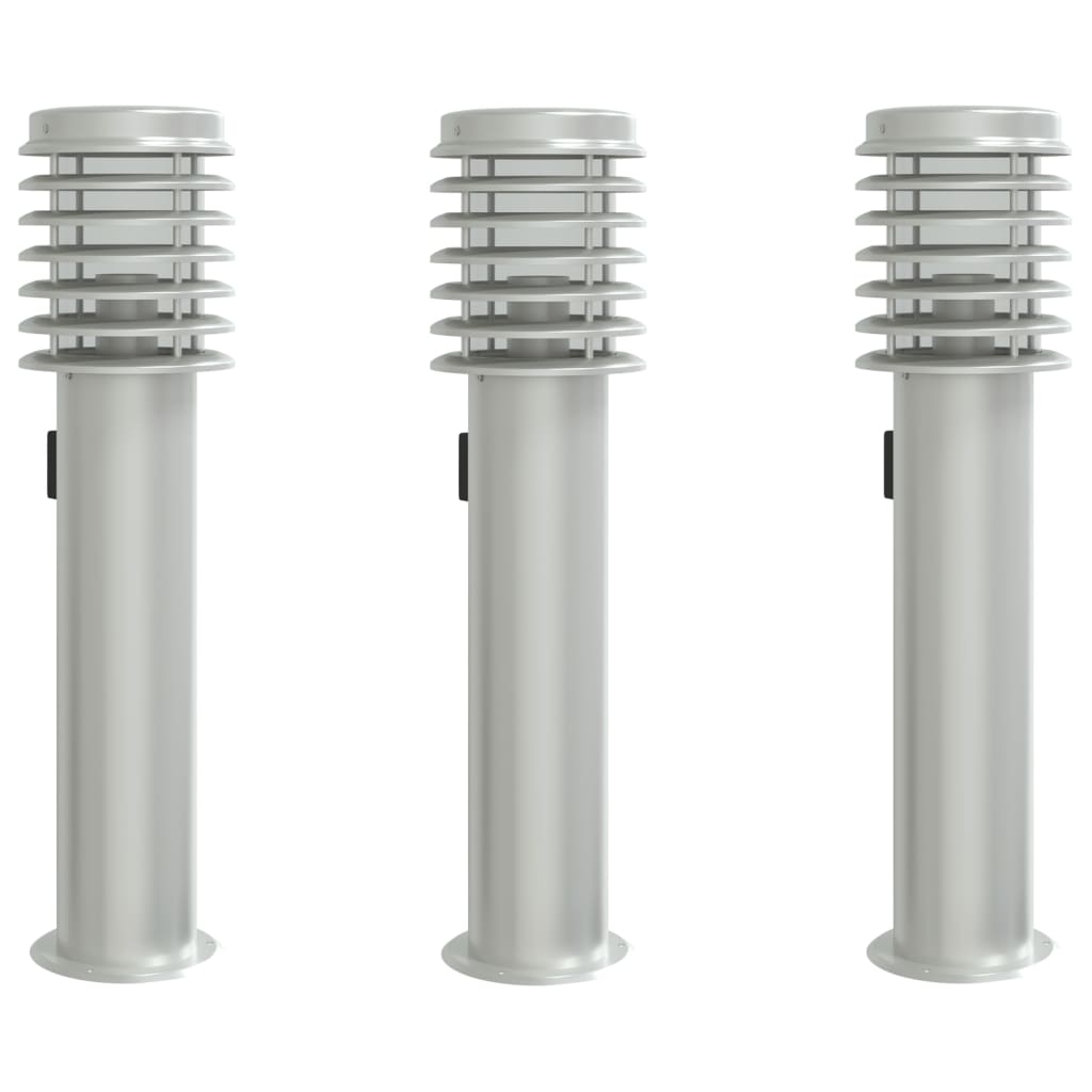 Buitenvloerlampen 3 st stopcontact 60 cm roestvrijstaal zilver Buitenverlichting | Creëer jouw Trendy Thuis | Gratis bezorgd & Retour | Trendy.nl